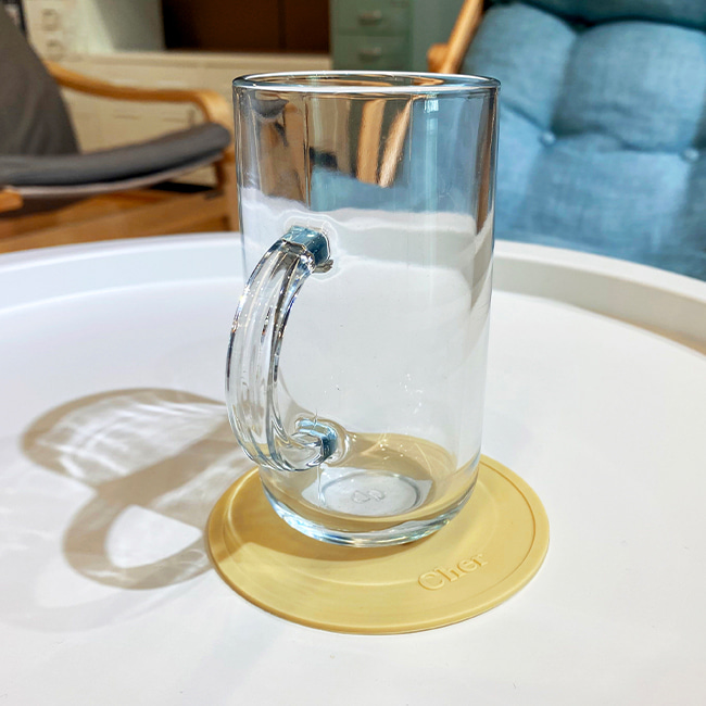 시에르 원형 실리콘 티코스터 컵받침 크림옐로우